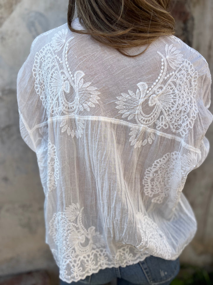 Nalini – Elegante Bluse Mit Spitzenstickerei