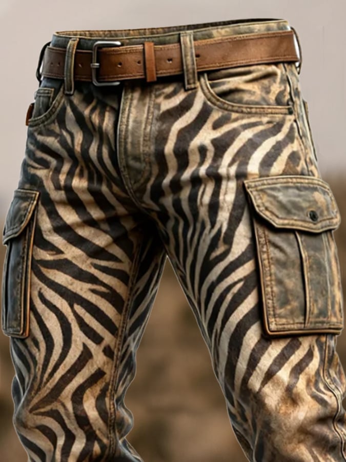 Duckett – Vintage Hose Mit Zebra-Drucken Und Mehreren Taschen