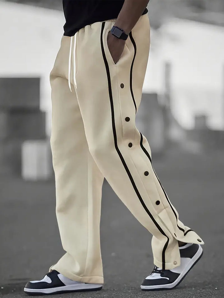 Mendis – Lässige Sport Hose Mit Geradem Bein Und Druckknopfverschluss