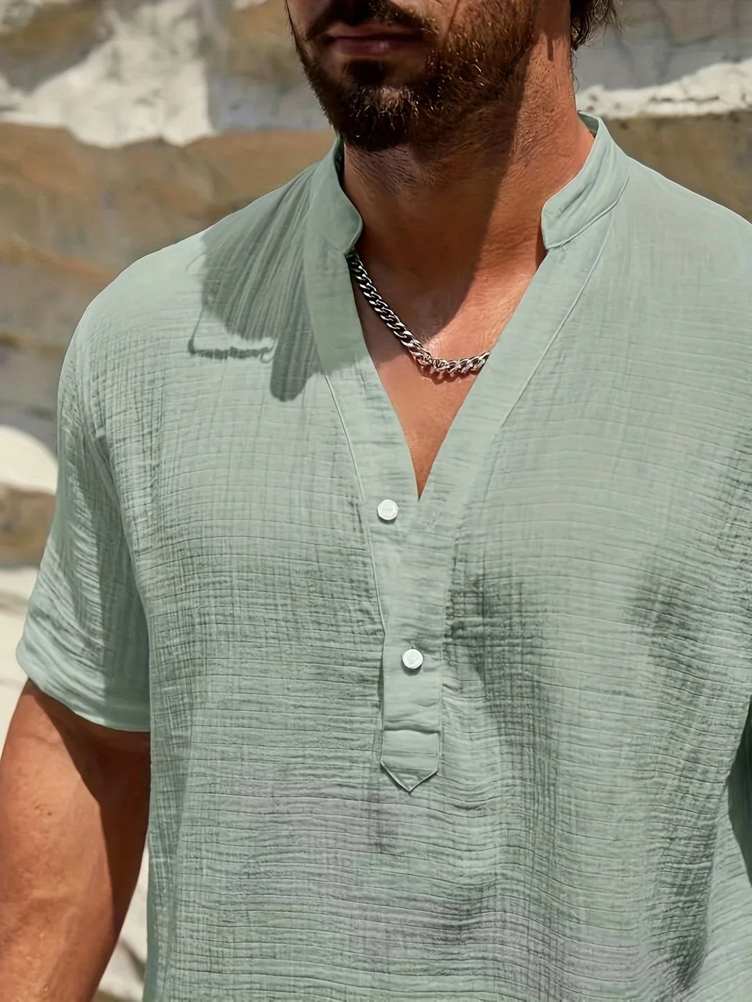 Sancho – Elegantes Sommer Hemd Mit Stehkragen