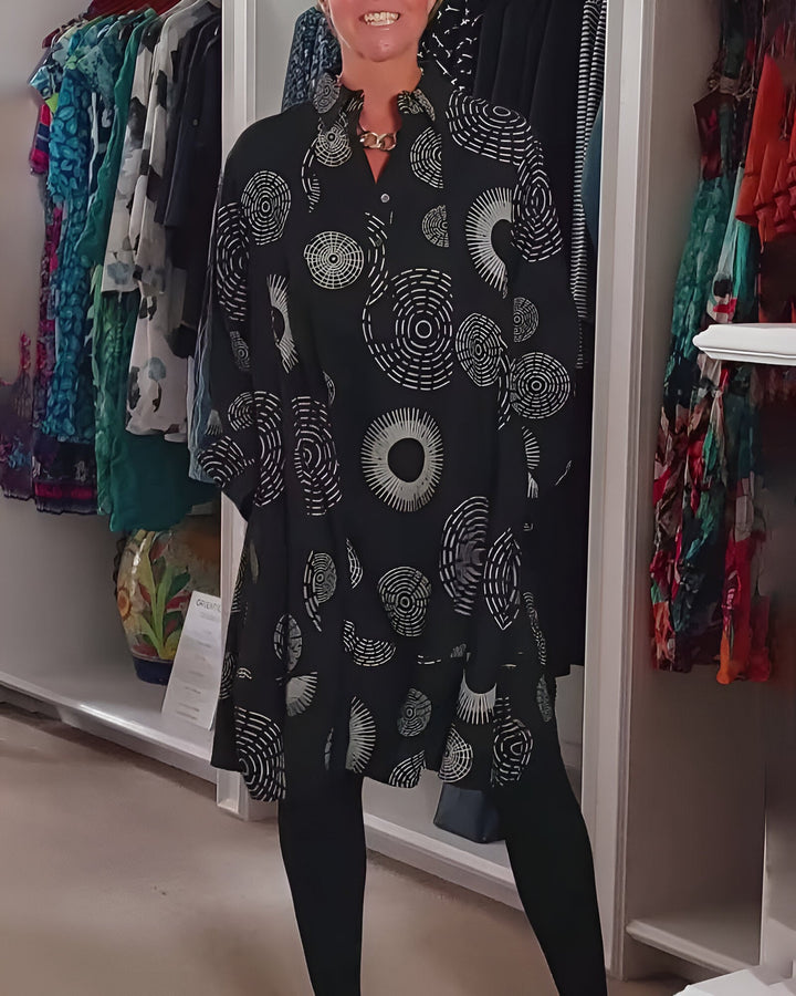 Demelza – Langärmliges Kleid Mit Geometrischem Drucke