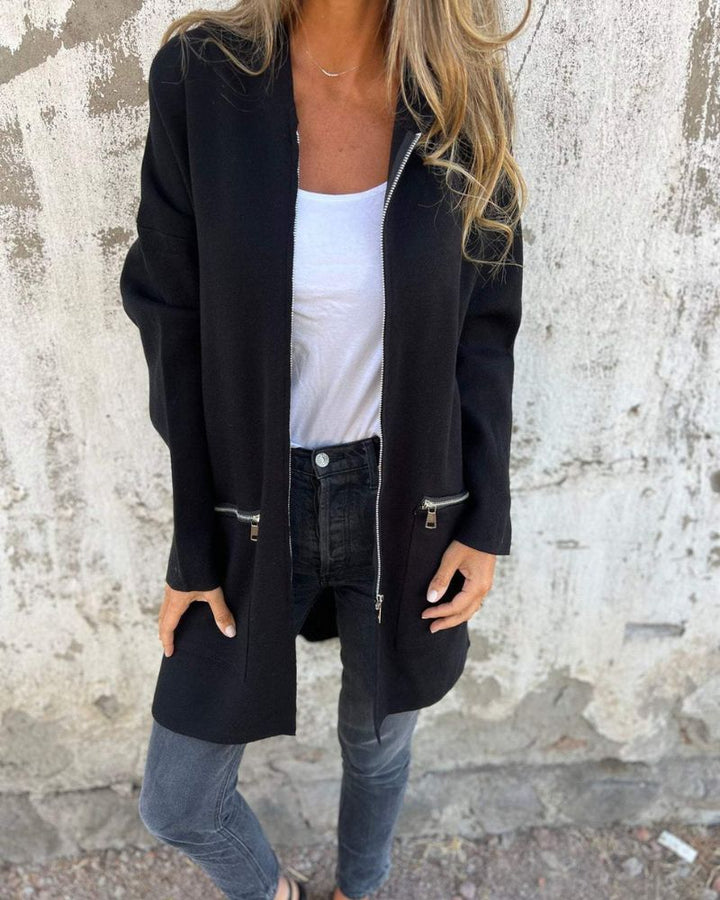 Sampani – Lang Armelige Strickjacke Mit Reißverschluss