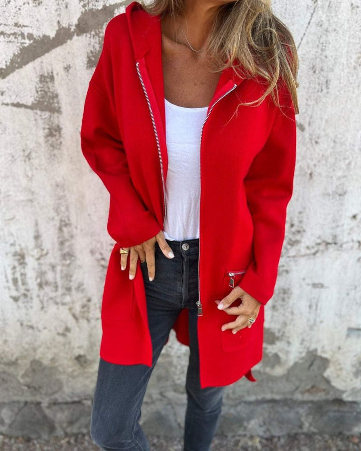 Sampani – Lang Armelige Strickjacke Mit Reißverschluss