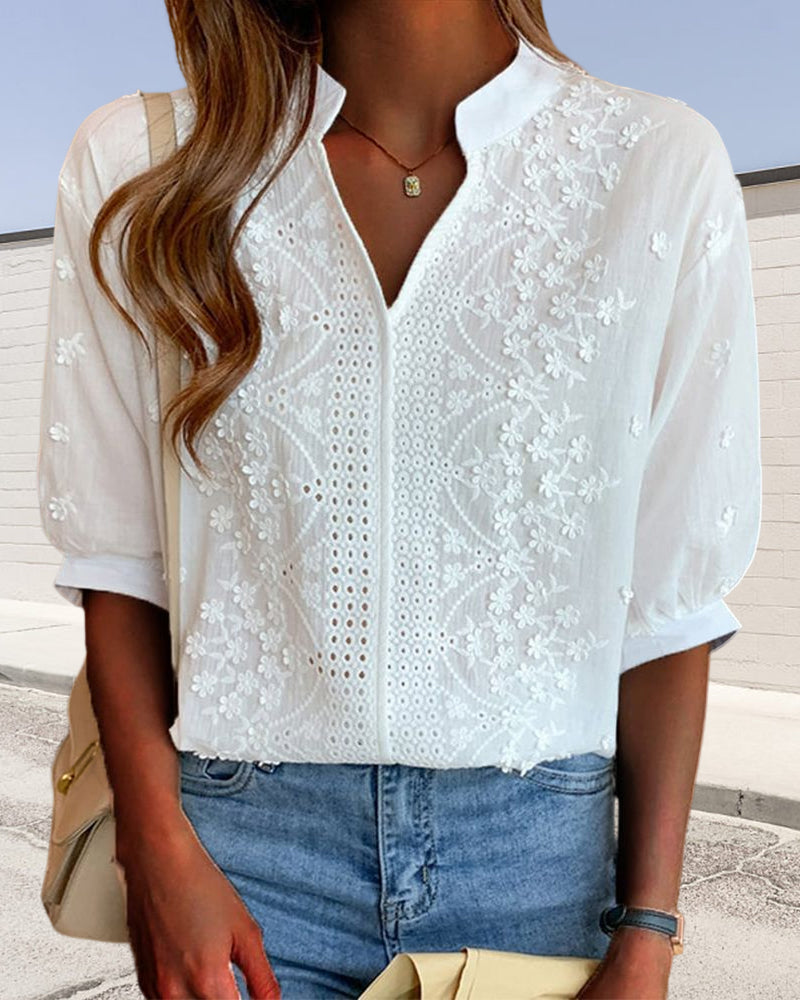 Elisabete – Lässige Strickbluse Mit V-Ausschnitt