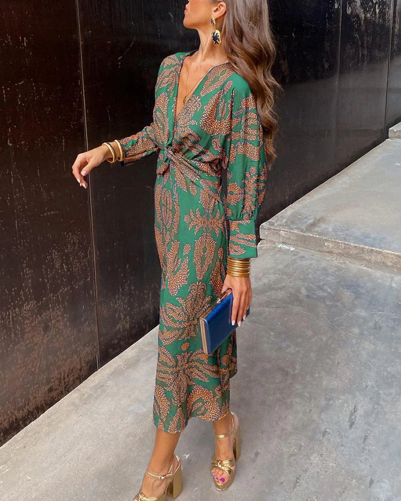 Dineke - Elegantes Kleid mit Langen Ärmeln und Blumendruck