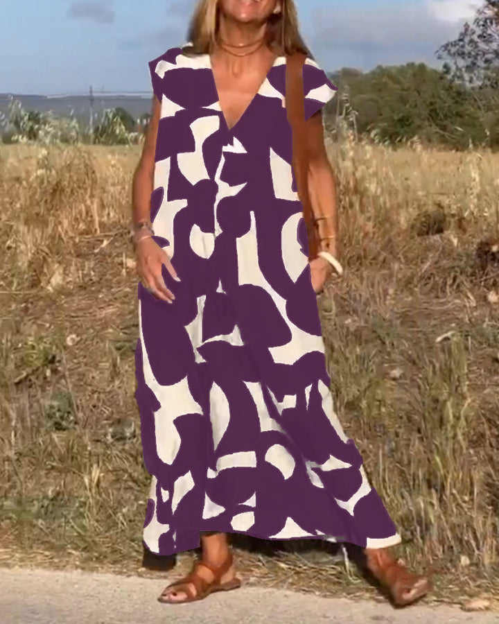 Sarinya - Bedrucktes Kleid Mit V-Ausschnitt