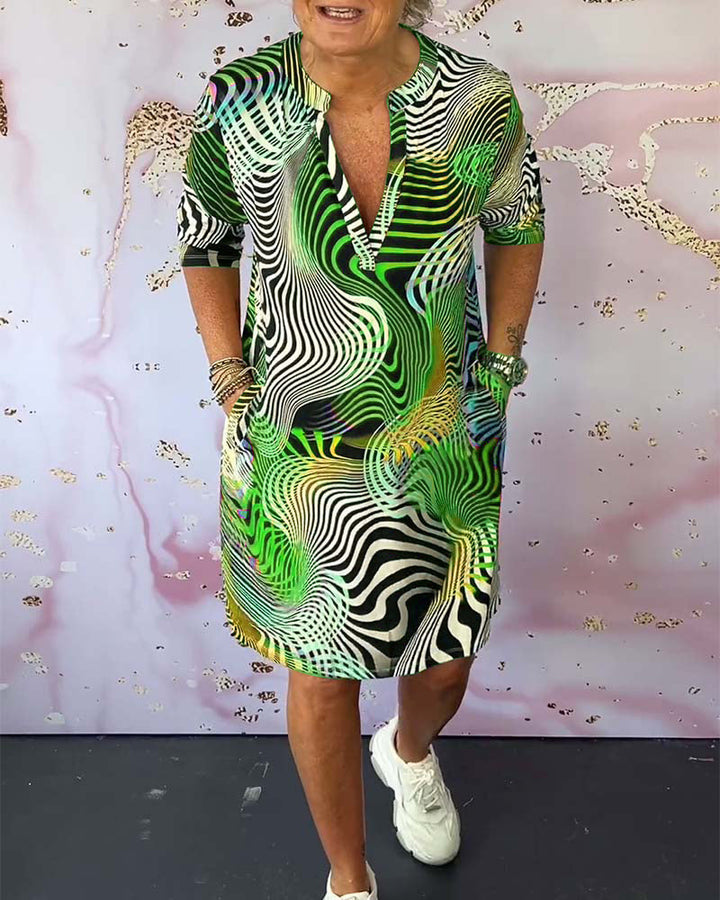 Diane – Buntes Kleid Mit V-Ausschnitt