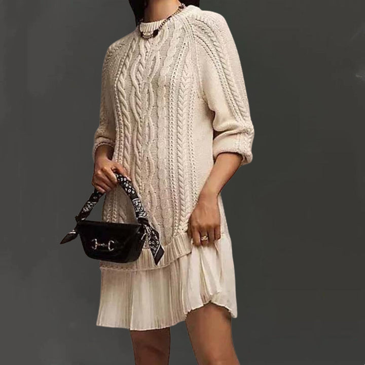 Kalena – Mini Strick Kleid Mit Zopfmuster