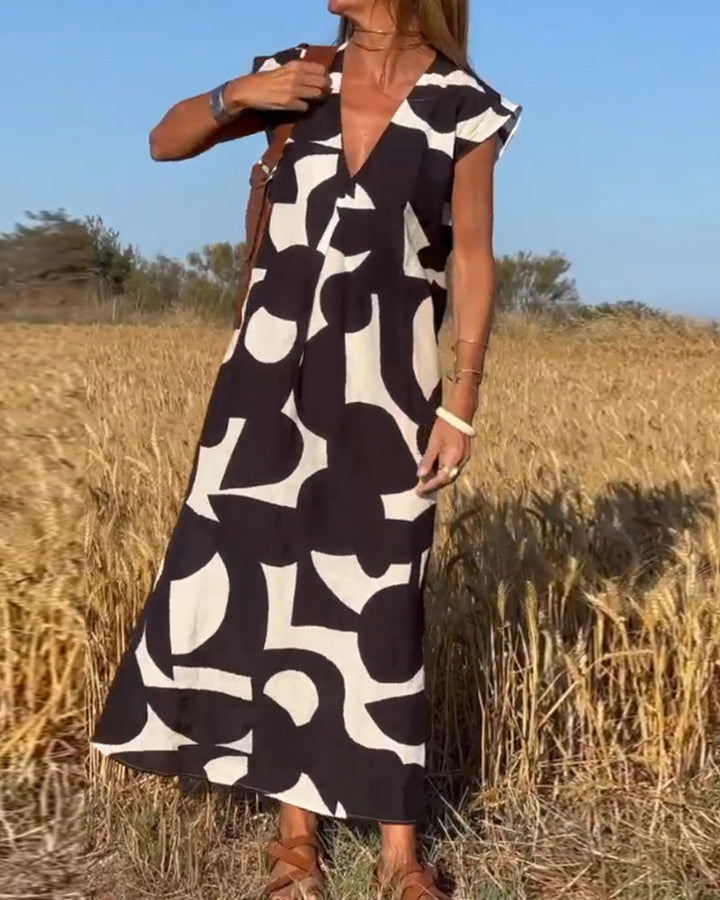 Sarinya - Bedrucktes Kleid Mit V-Ausschnitt