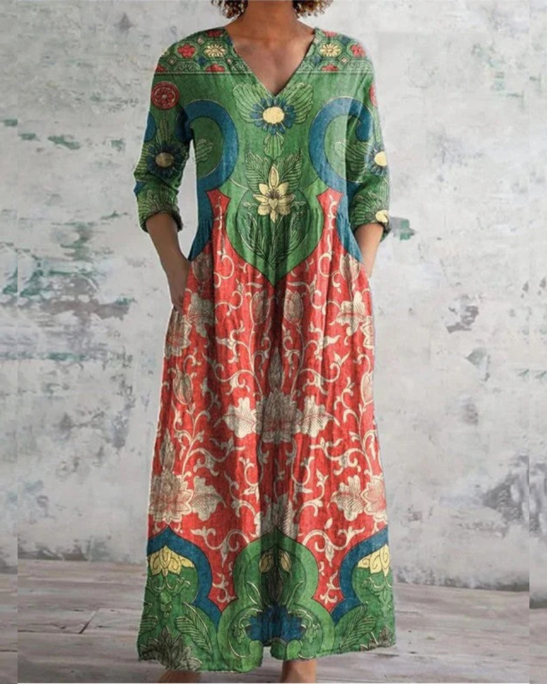Bernadine – Vintage Maxikleid Mit Blumenmuster