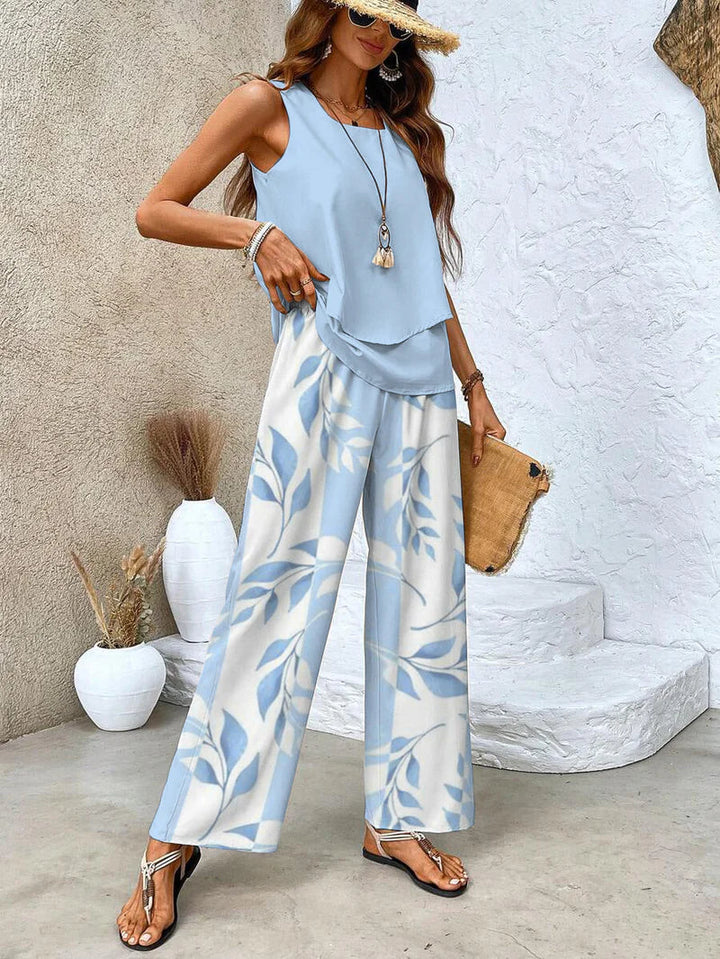Samborska – Sommer Top Ohne Ärmel Und Hose Mit Weitem Bein