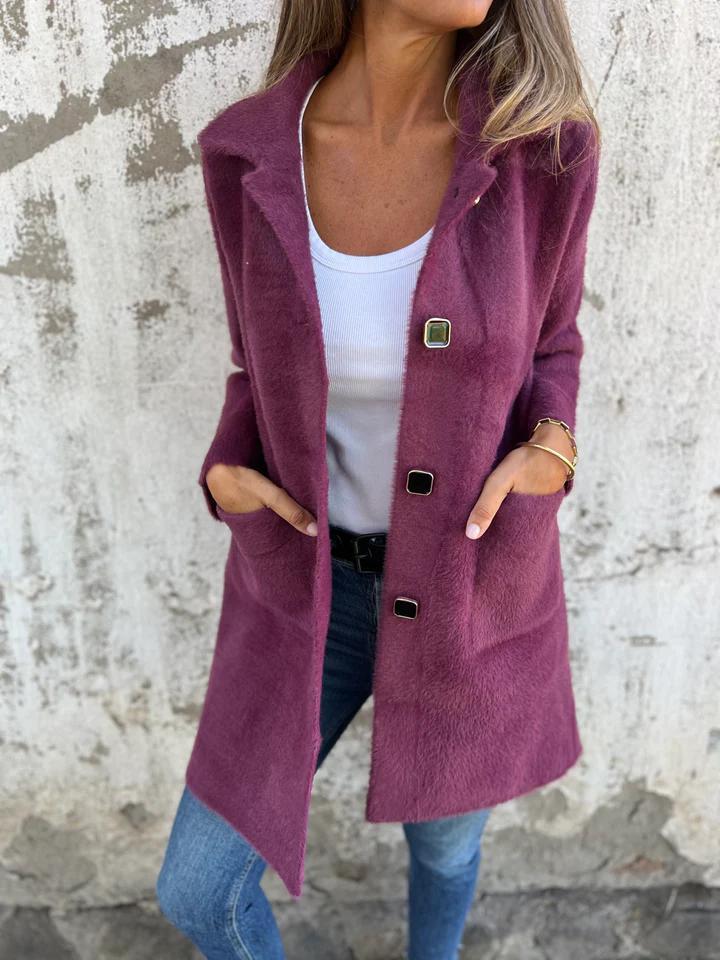 Rionna - Langärmeliger Knopfmantel Mit Taschen