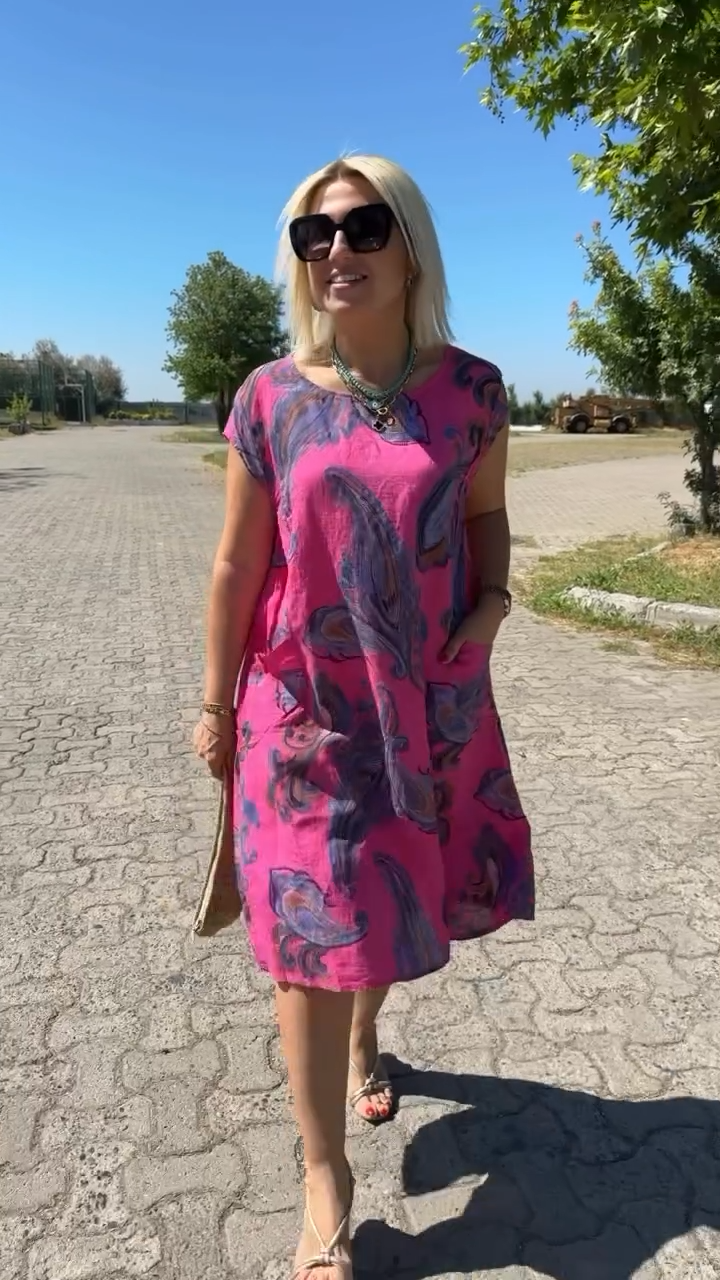 Hazal – Elegantes Baumwollkleid mit Drucken