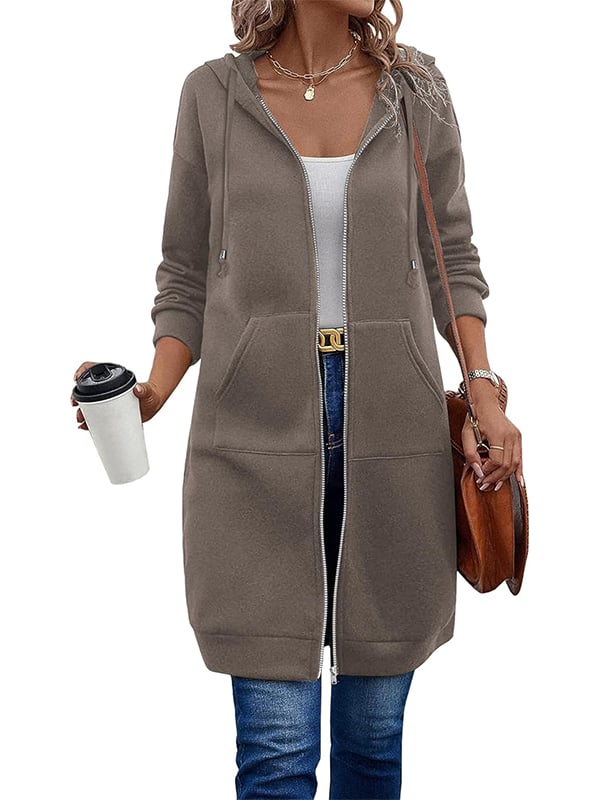 Dfida – Lässiger Fleece Kapuzenpullover Mit Reißverschluss
