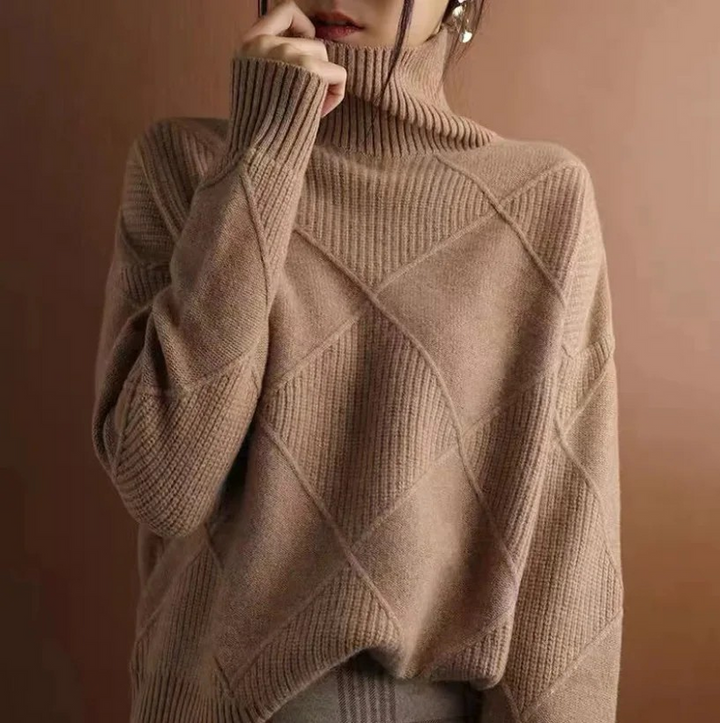 Jorinde - Hoher Hals Gestrickt Pullover