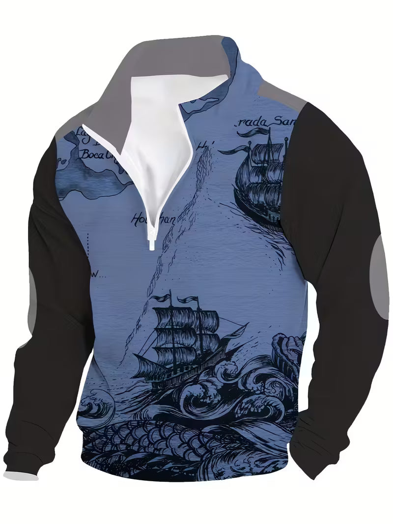 Didier – Vintage Piratenschiff 3D-Drucken Sweatshirt