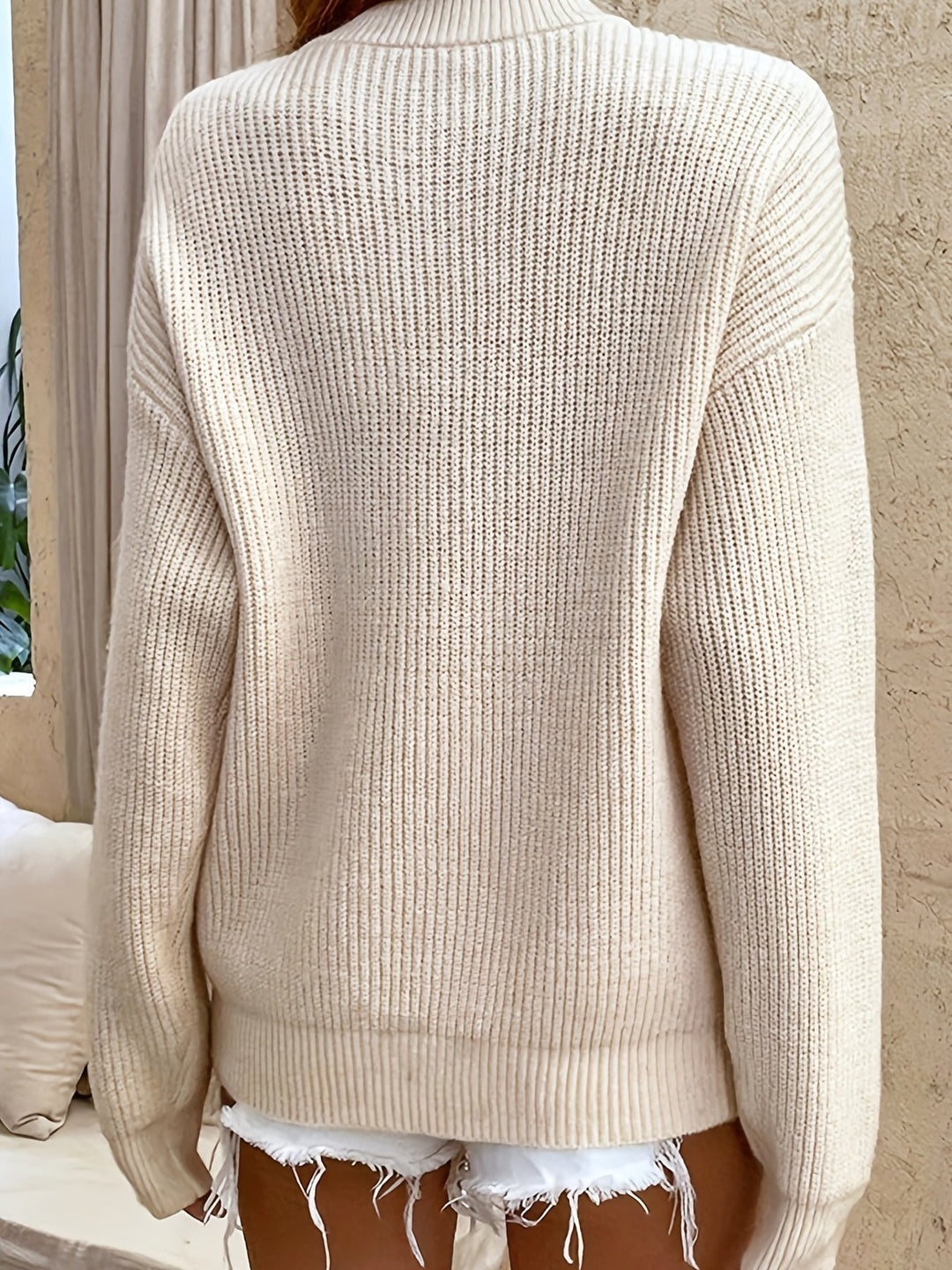 Zeline – Knopfleiste Pullover Mit Langen Ärmeln