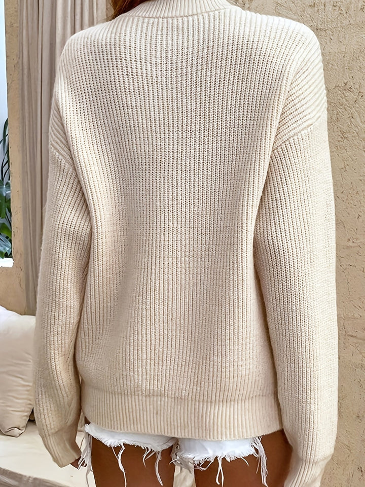 Zeline – Knopfleiste Pullover Mit Langen Ärmeln