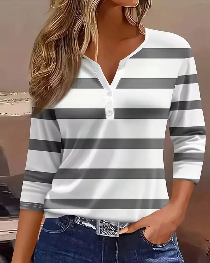 Ainhoa – Langärmelige, Universelle Gestreifte Bluse