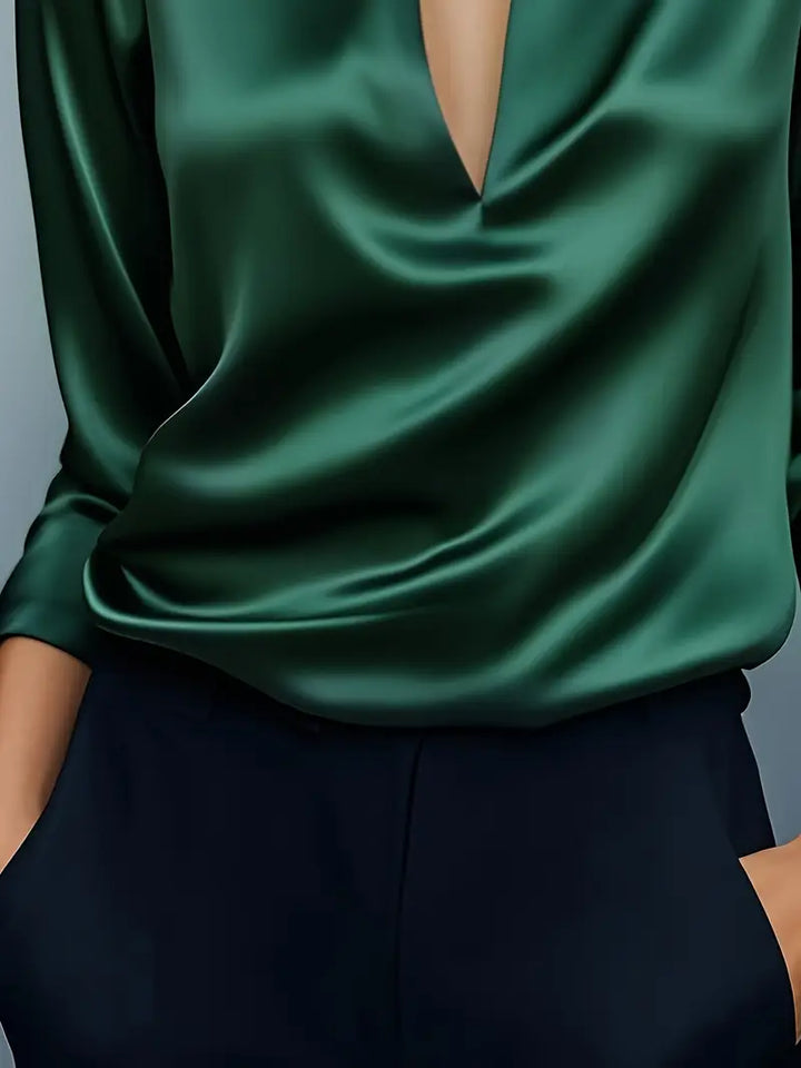Nadene - Prämie Bluse Mit V-Ausschnitt