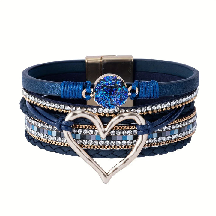 Joely - Mehrlagiges Leder Armband Mit Herz Gestaltung