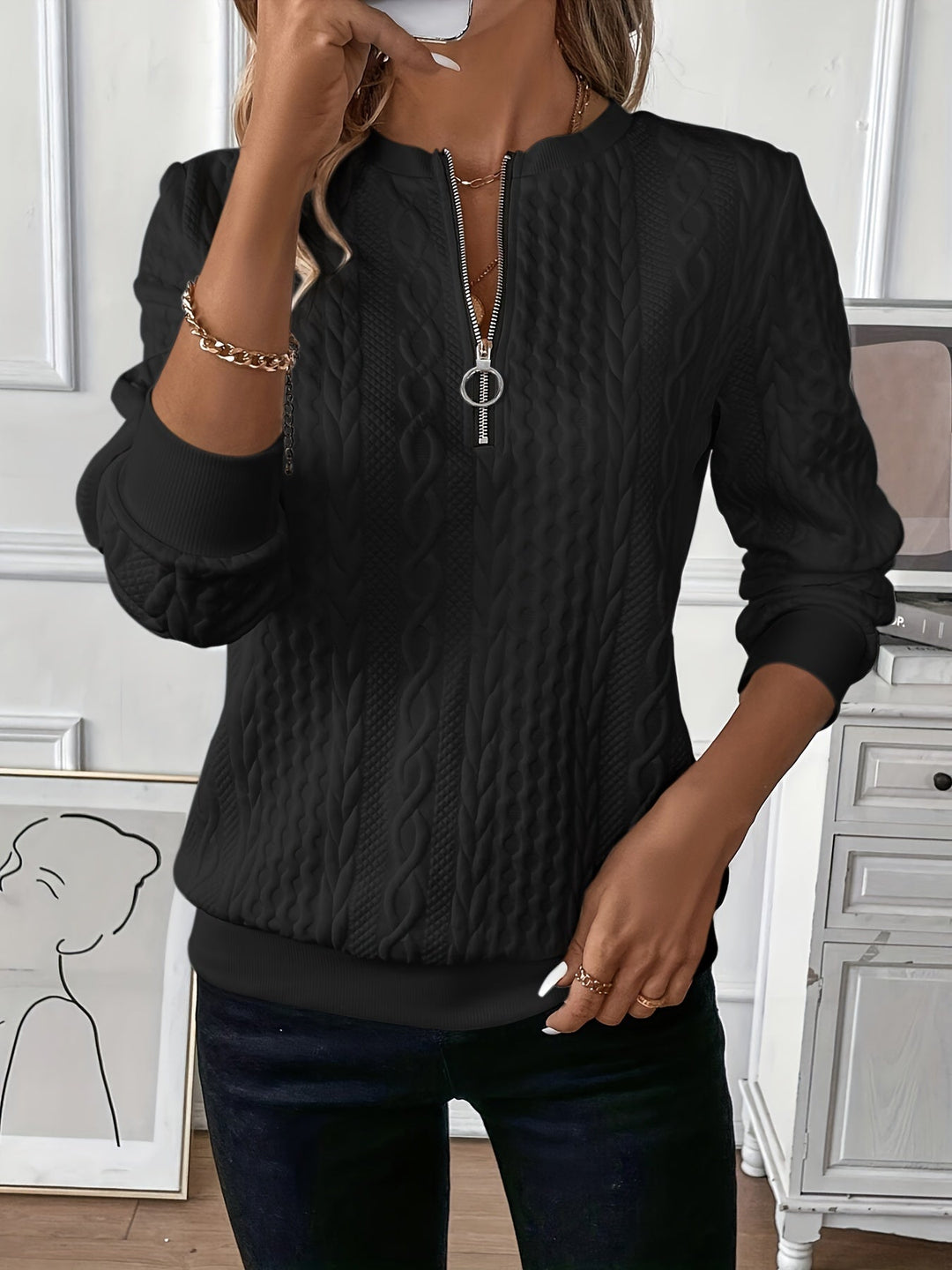 Karoline – Eleganter Und Bequemer Reißverschluss Pulli