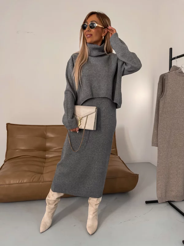 Kathleen – Zweiteiliges Winter Strick Satz Mit Rollkragen