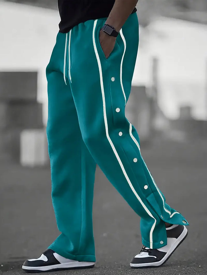 Mendis – Lässige Sport Hose Mit Geradem Bein Und Druckknopfverschluss