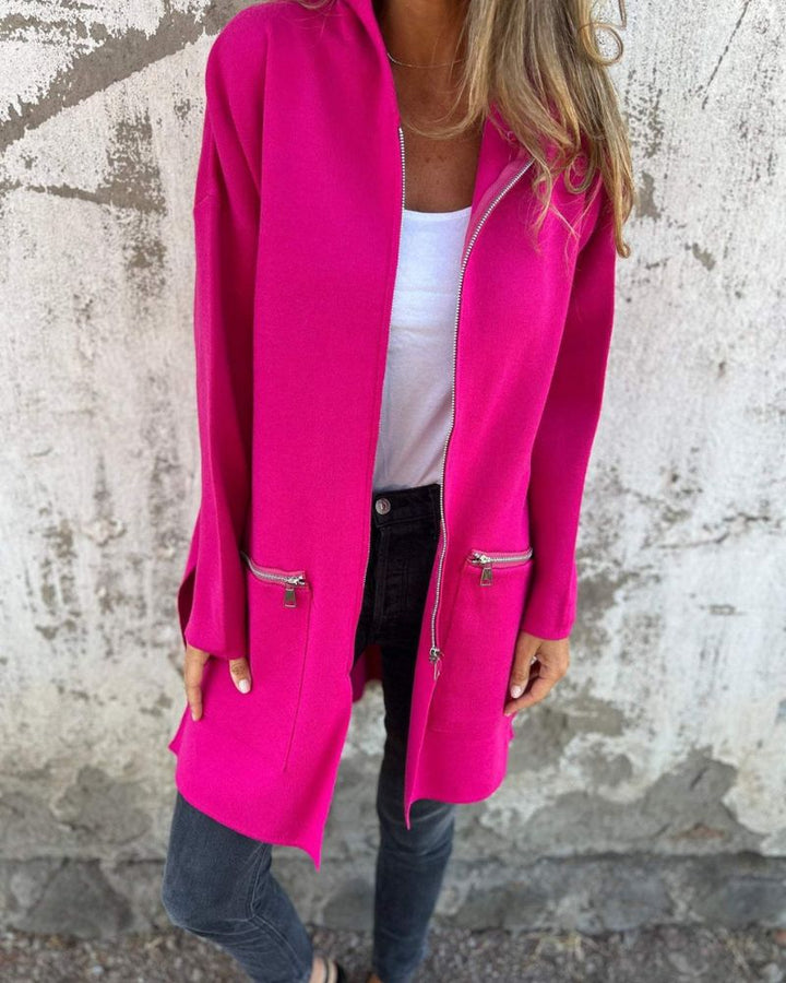 Sampani – Lang Armelige Strickjacke Mit Reißverschluss