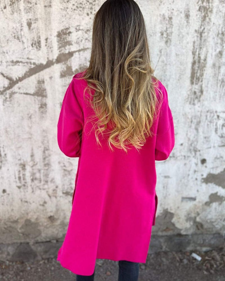 Sampani – Lang Armelige Strickjacke Mit Reißverschluss