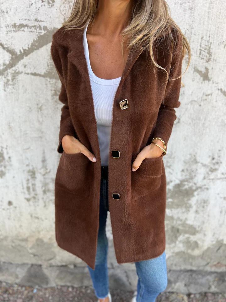 Rionna - Langärmeliger Knopfmantel Mit Taschen