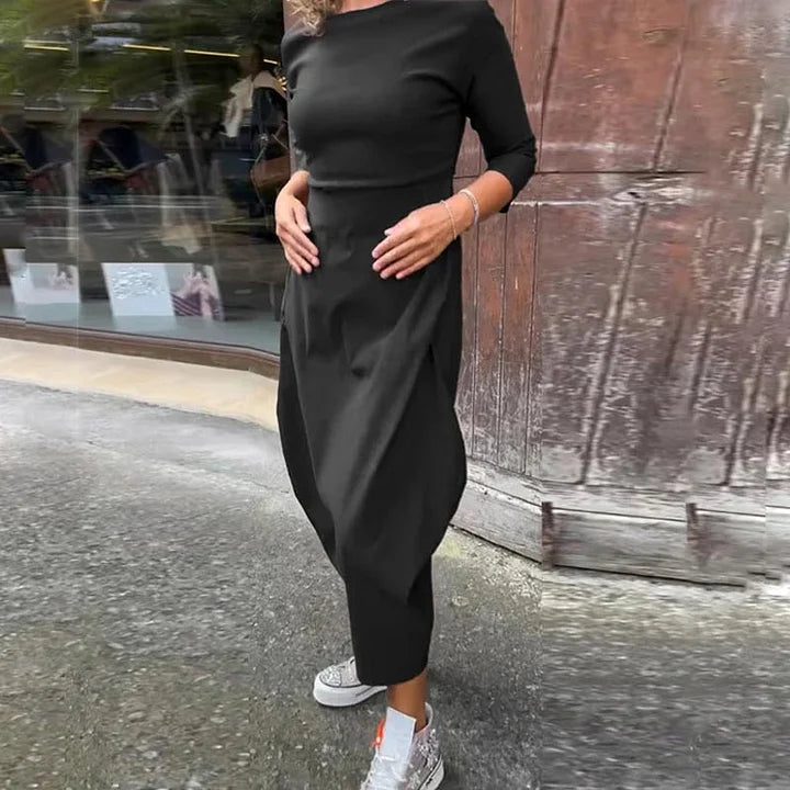Vionel – Langärmliges Polyesterkleid Mit Taschen