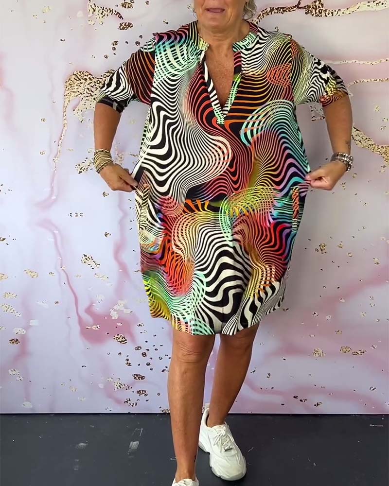 Diane – Buntes Kleid Mit V-Ausschnitt