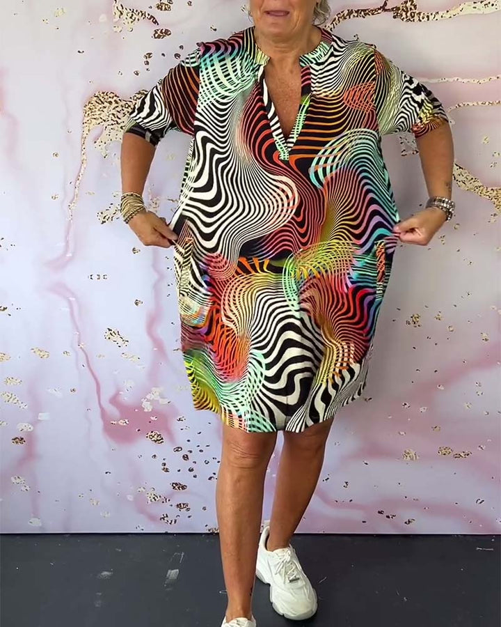 Diane – Buntes Kleid Mit V-Ausschnitt