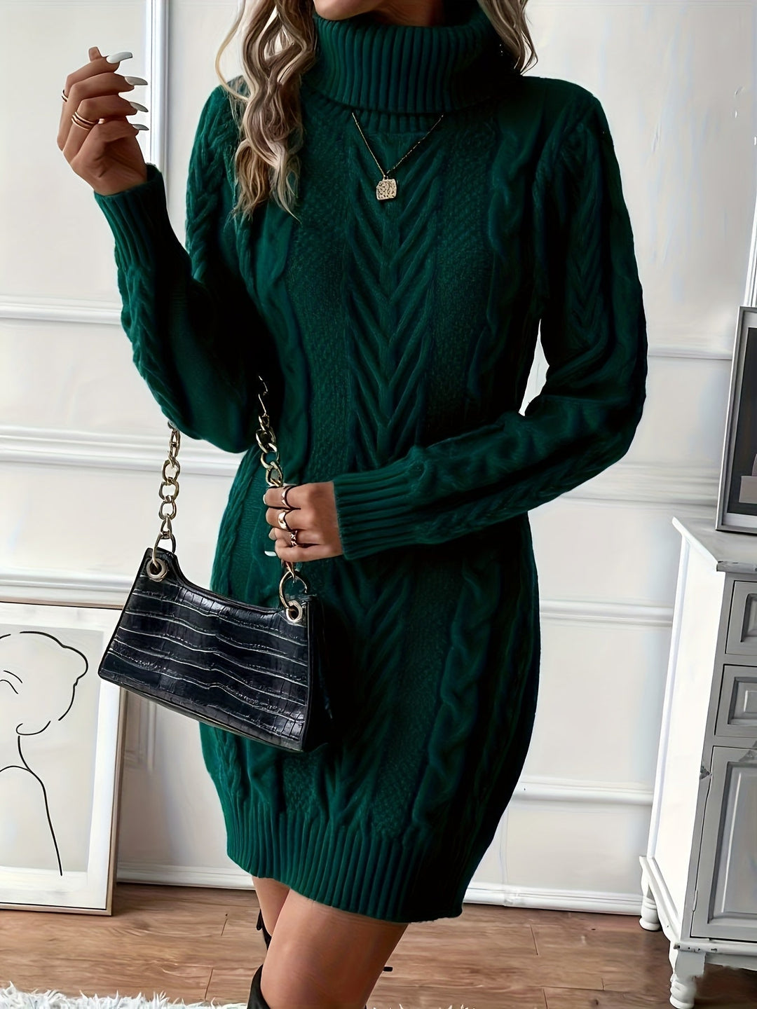 Milanda – Strickkleid Mit Zopfmuster