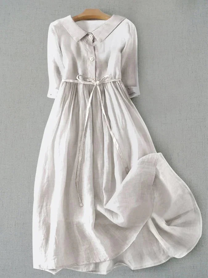Nerissa - Einfaches Kunstvolles Baumwoll Kleid