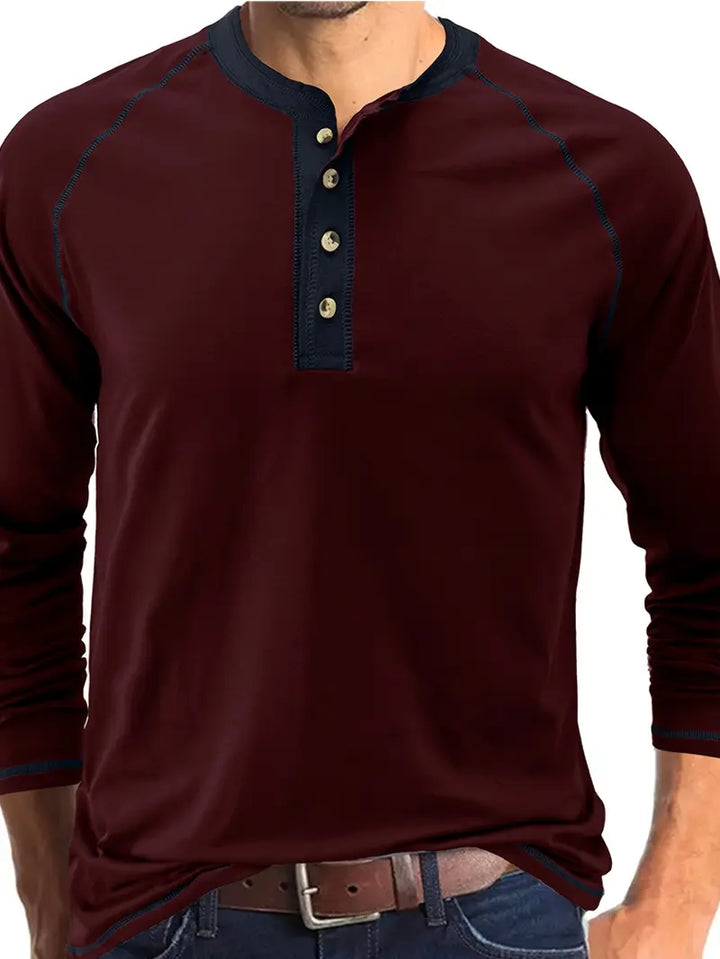 Sharma – Langärmliges Henley Hemd Mit Rundhalsausschnitt