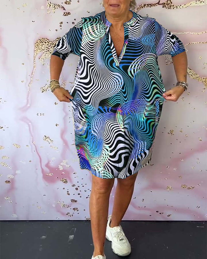 Diane – Buntes Kleid Mit V-Ausschnitt