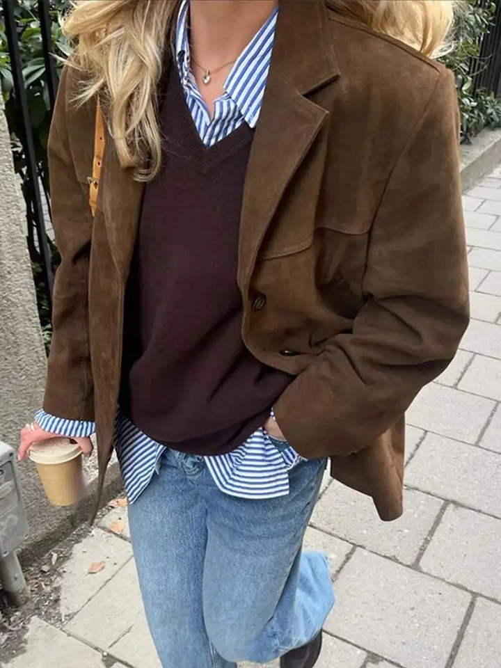 Ronia – Oversized Jacke Aus Wildleder Mit Knöpfen