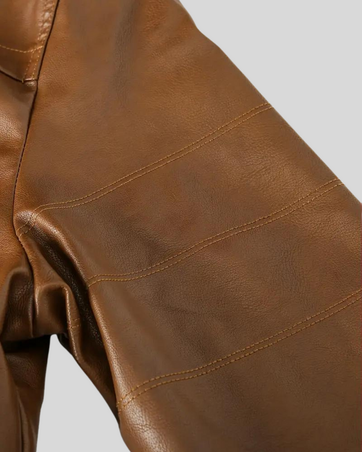 Davor – Leder Jacke Mit Kapuze Und Doppeltem Reißverschluss