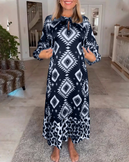 Mariah – Maxikleid Mit Leopardenmuster Und Langen Ärmeln