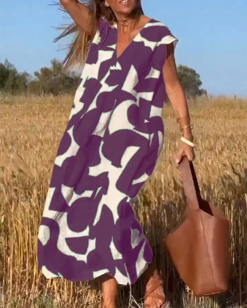 Sarinya - Bedrucktes Kleid Mit V-Ausschnitt