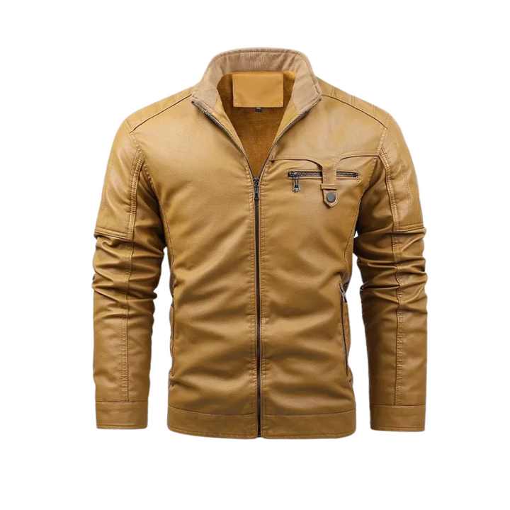 Dawid - Retro Leder Jacke Mit Fleece Futter
