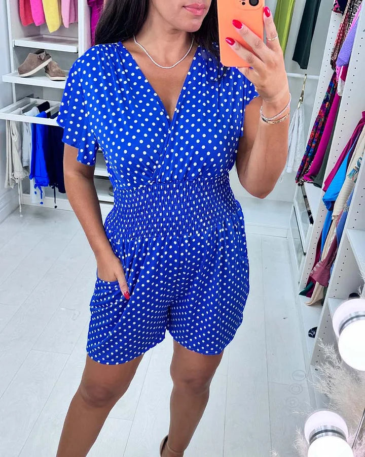 Peyton – Lässiger Kurzarm Jumpsuit Mit Punktmuster
