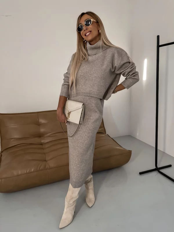 Kathleen – Zweiteiliges Winter Strick Satz Mit Rollkragen