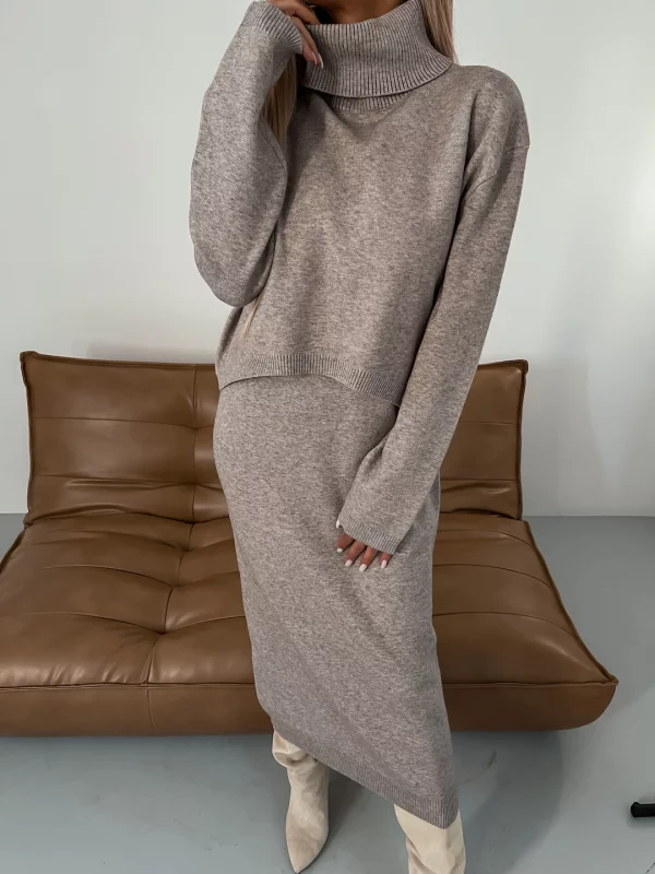 Kathleen – Zweiteiliges Winter Strick Satz Mit Rollkragen
