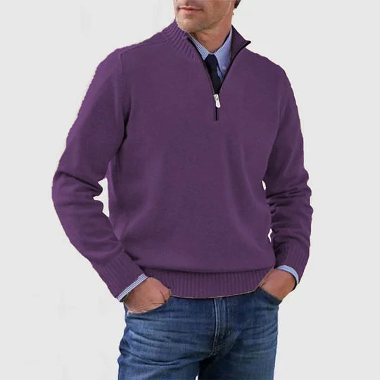 Ben – Modischer Warmer Pullover Mit Halbem Reißverschluss
