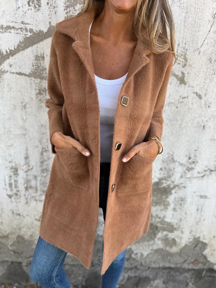 Rionna - Langärmeliger Knopfmantel Mit Taschen