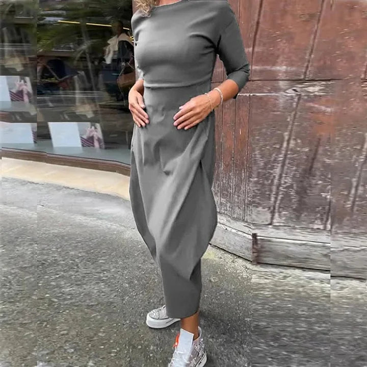 Vionel – Langärmliges Polyesterkleid Mit Taschen