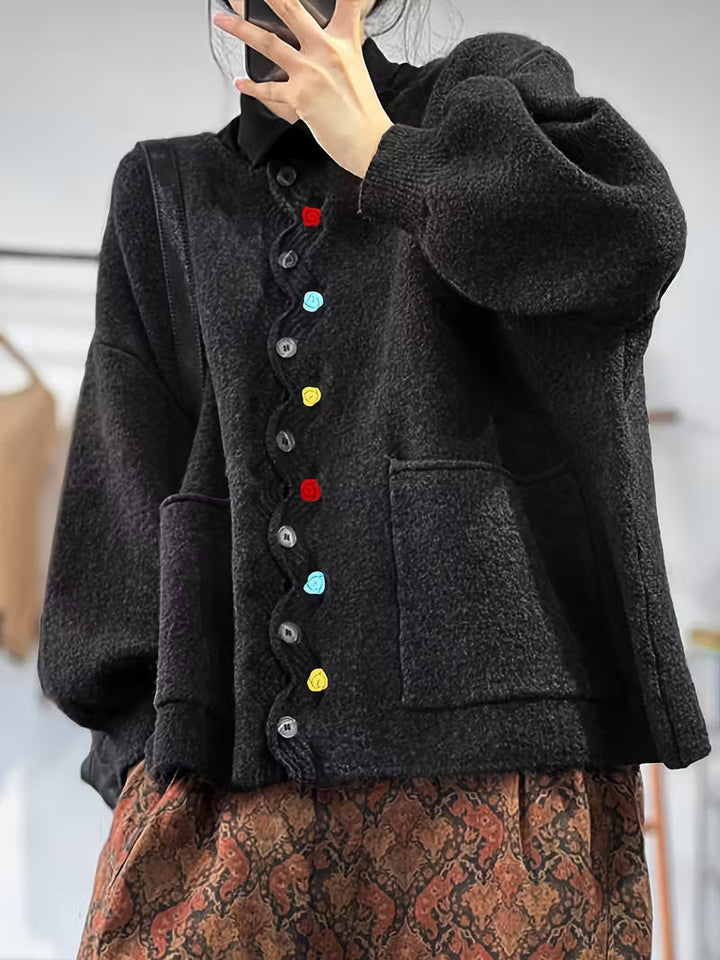 Kynza – Übergröße Strickjacke Mit bunten Knöpfen Vorne
